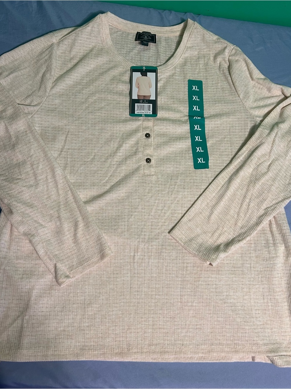 G.H. Bass & Co. Women's Long Sleeve Henley Top - Light Cream